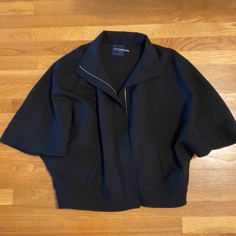 Magaschoni Collection Black cape jacket w/ Zipper